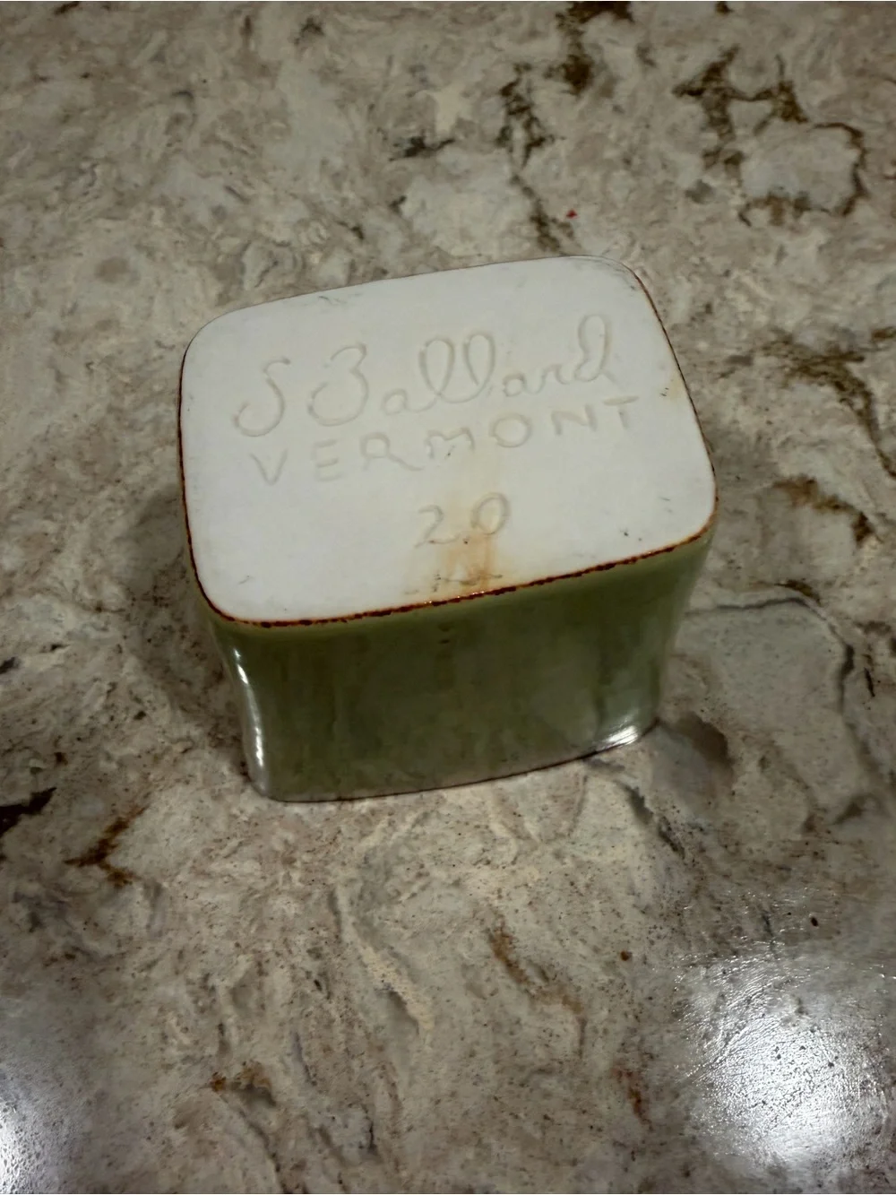 Vintage Vermont Studio Pottery Pale Green Vase mold# 20 signed S Ballard
